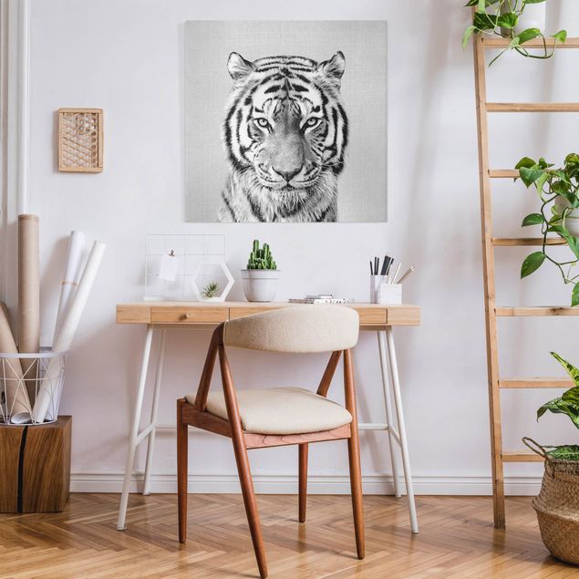 Lienzos de tigres Tiger Tiago Black And White