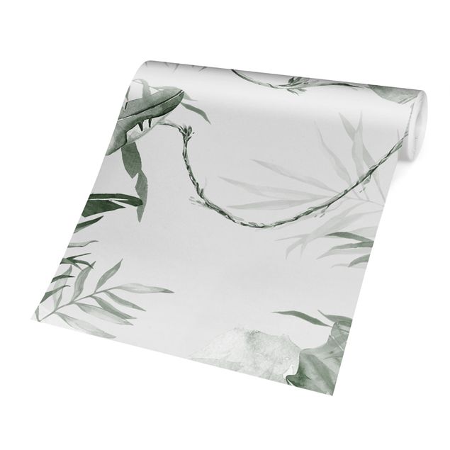 Papel pintado verde Tropical Palm Trees And Leaves