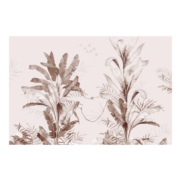 Papel pintado Tropical Palm Trees And Leaves Sepia