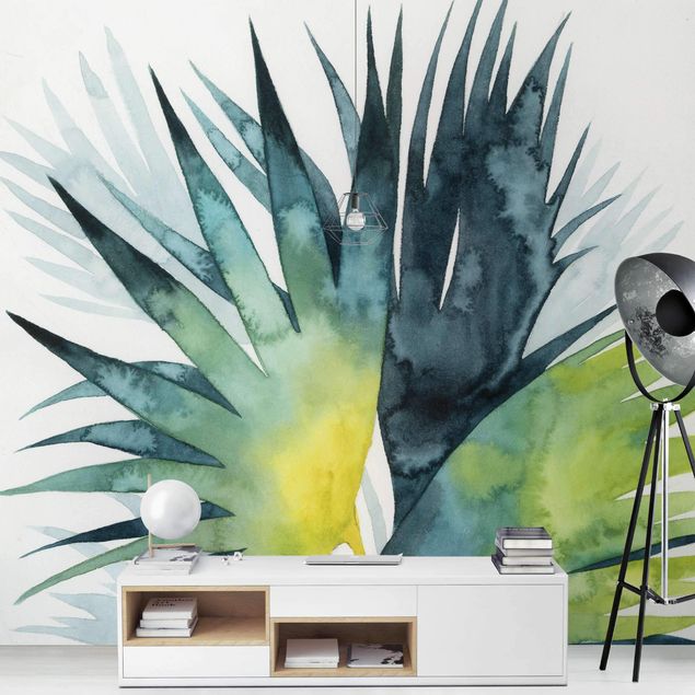 Papel pared verde Tropical Foliage - Fan Palm