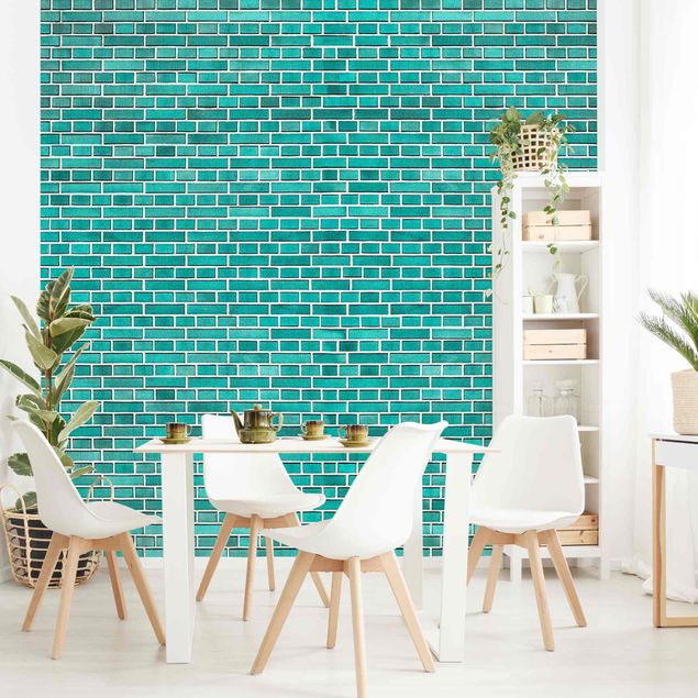 Papeles pintados industriales Turquoise Brick Wall