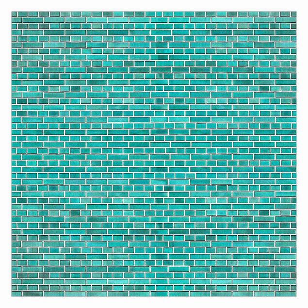 Papel pintado azul turquesa Turquoise Brick Wall
