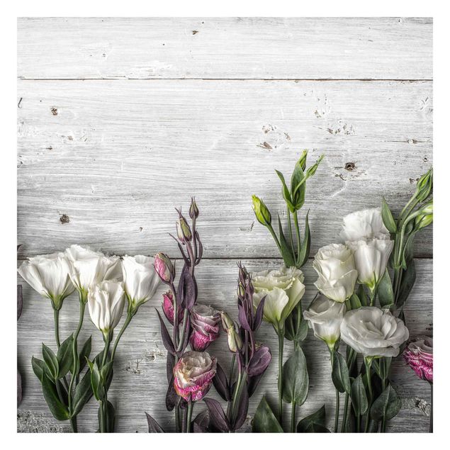 Papel pared gris Tulip Rose Shabby Wood Look