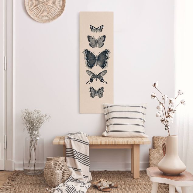Cuadros de mariposas y flores Ink Butterflies On Beige Backdrop