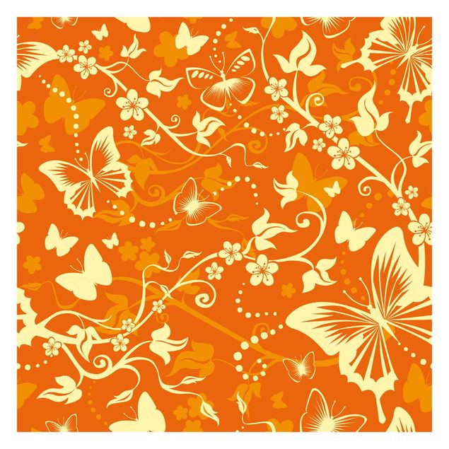 Papel pintado naranja Enchanting Butterflies