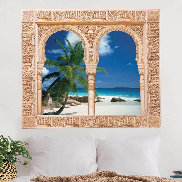 Vinilos de palmeras Decorated window dream beach