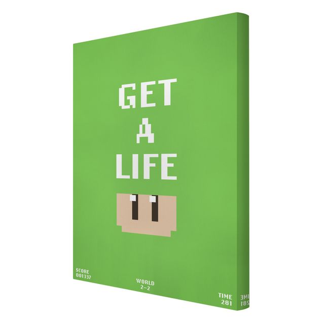 Lienzos decorativos Video Game Text Get A Life In Green