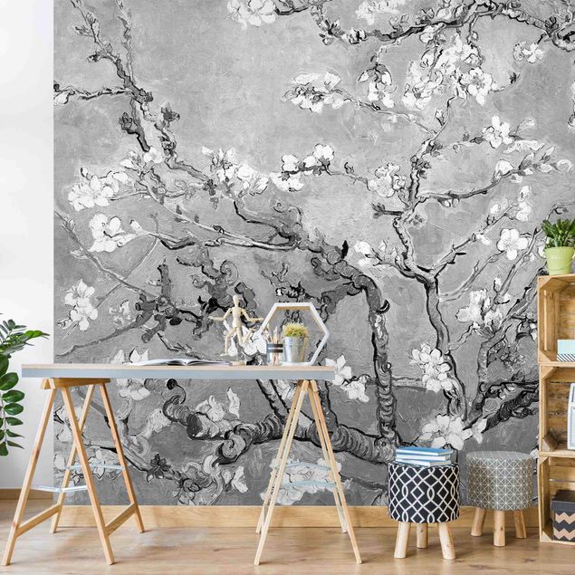Cuadros puntillismo Vincent Van Gogh - Almond Blossom Black And White