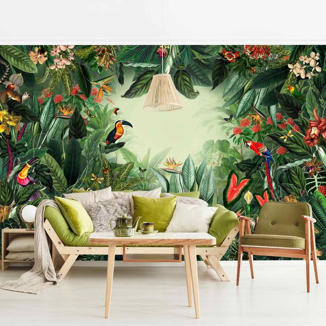 Papel pintado floral Vintage Colorful Jungle
