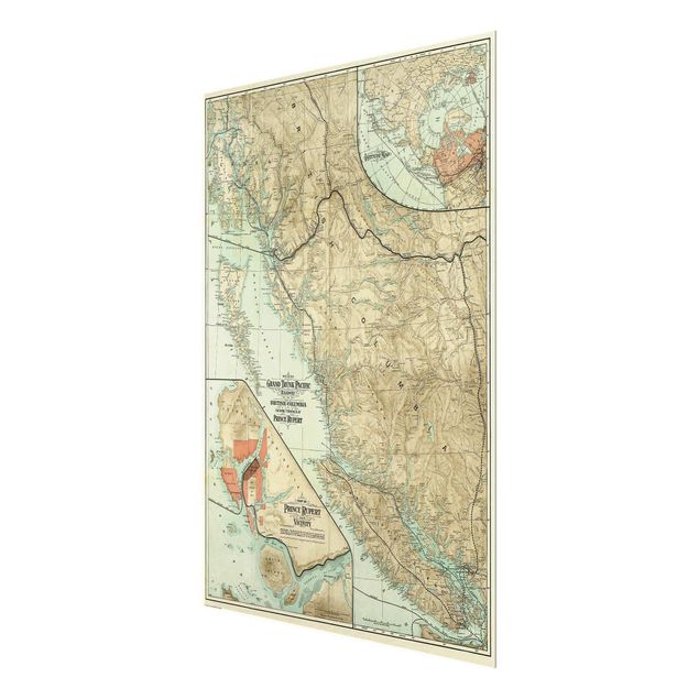 Cuadros Haase Vintage Map British Columbia