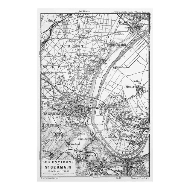 Cuadros de cristal mapamundi Vintage Map St Germain Paris