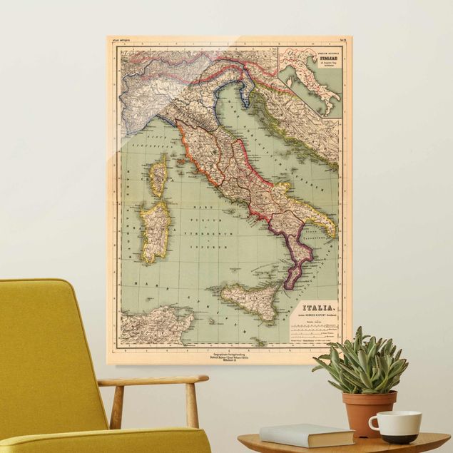 Decoración cocina Vintage Map Italy