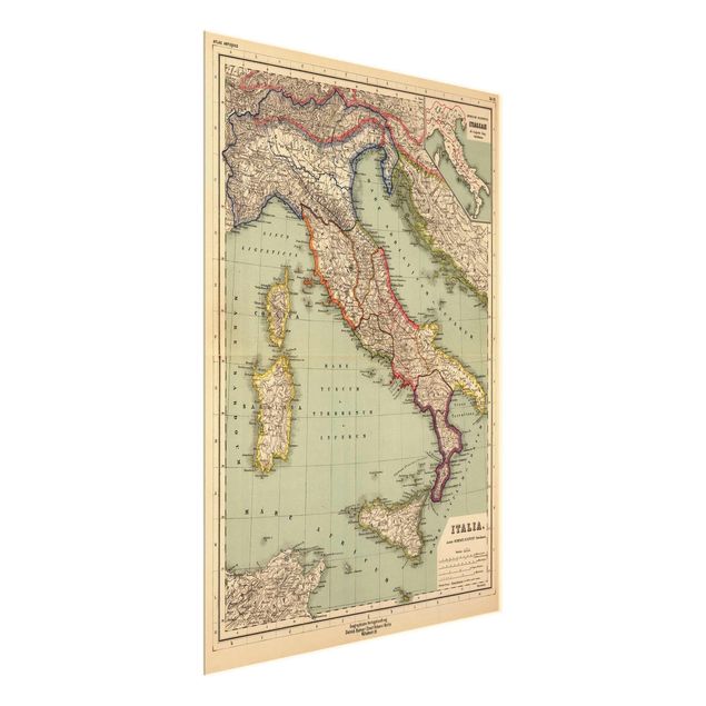 Reproducciónes de cuadros Vintage Map Italy