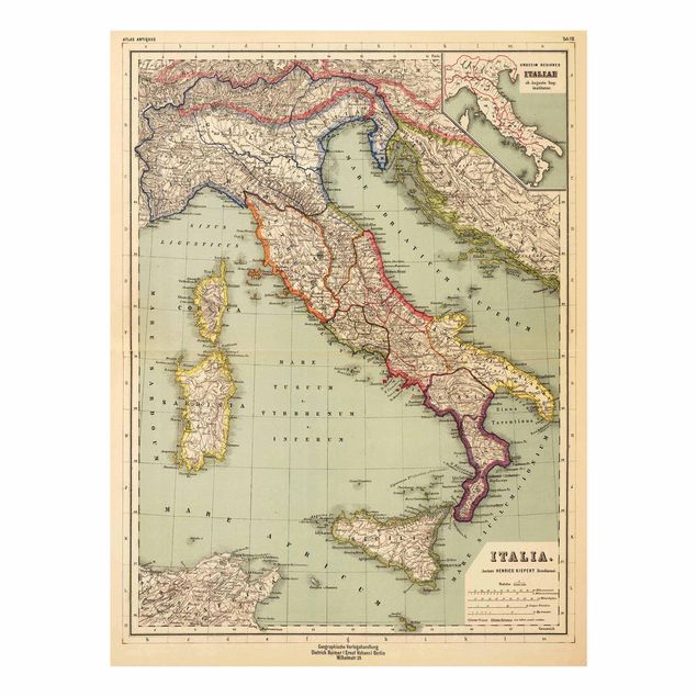 Cuadro multicolor Vintage Map Italy