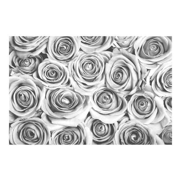 Papel de pared Vintage Roses Black And White