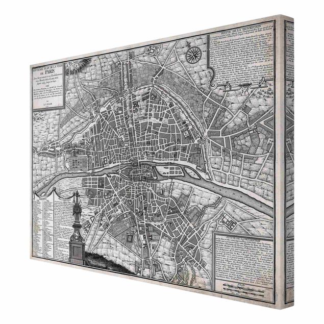 Cuadro de mapamundi Vintage Map City Of Paris Around 1600