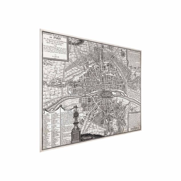 Cuadros de cristal mapamundi Vintage Map City Of Paris Around 1600