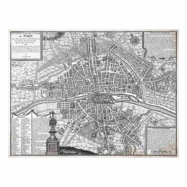 Cuadros mapamundi Vintage Map City Of Paris Around 1600