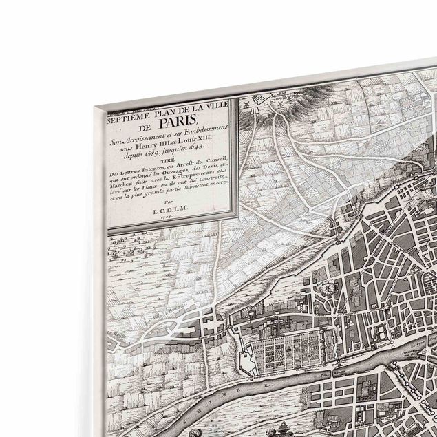 Cuadros grises Vintage Map City Of Paris Around 1600