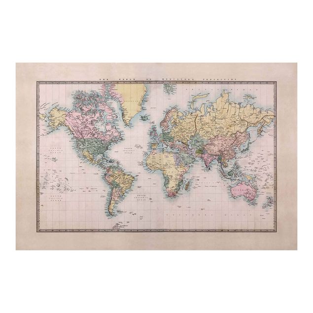 Papeles pintados Vintage World Map Around 1850
