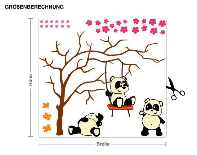 Vinilos selva Panda Friends Swinging On A Branch