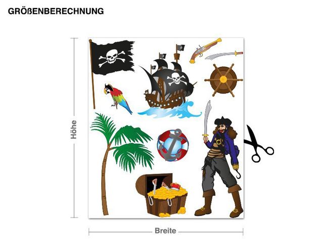 Vinilos de pared piratas Pirate Set With Pirate Ship