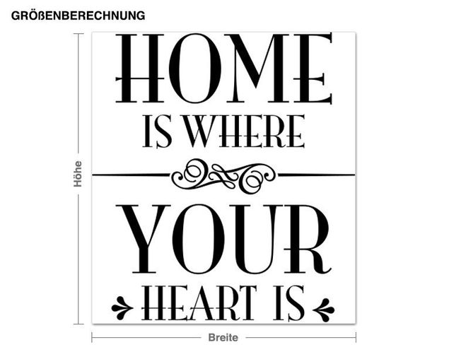 Vinilo pared frase Home is where your heart is