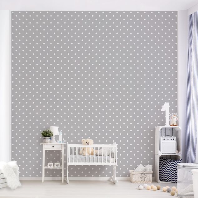 Papel pared geométrico White Dots On Grey