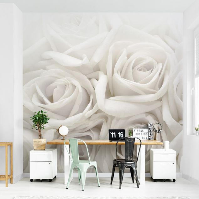 Papel pintado salón moderno White Roses