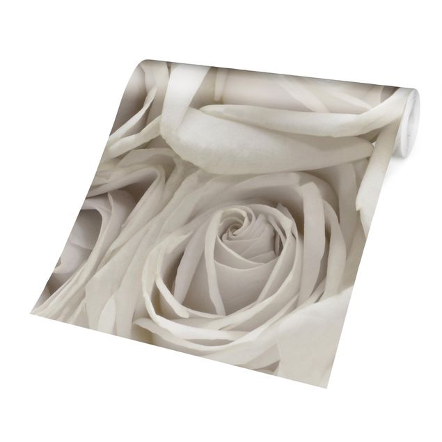 Papel de pared blanco White Roses