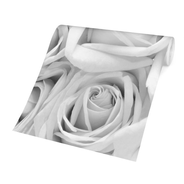 Papel pintado salón moderno White Roses Black And White
