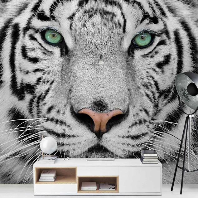 Papel pintado salón moderno White Tiger