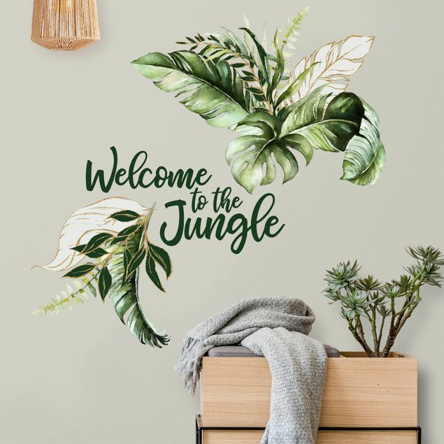 Vinilo pared plantas Welcome to the Jungle - Leaves Watercolor