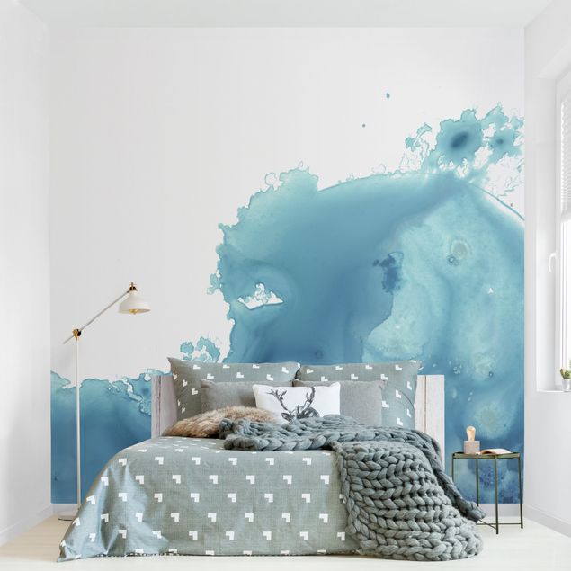 Papel de pared Wave Watercolour Turquoise II