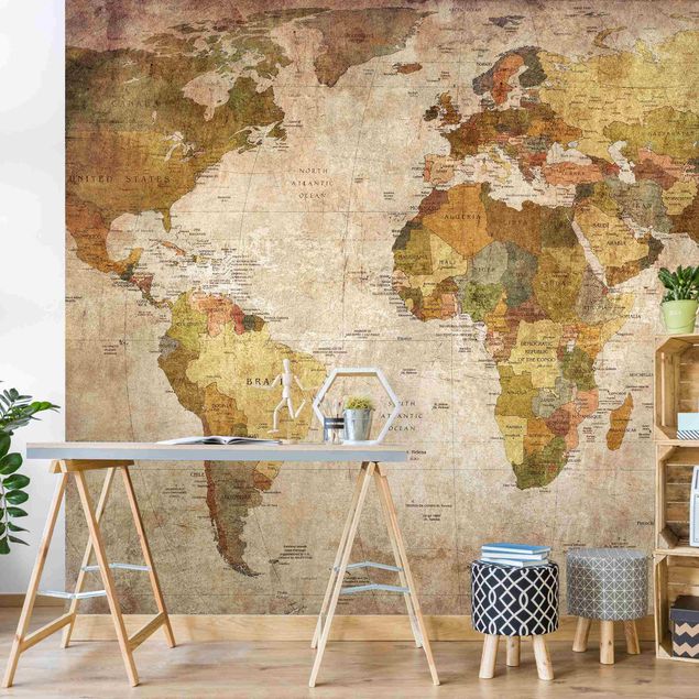 Papel pintado mapamundi infantil World map