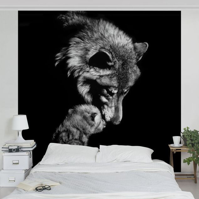 Papeles pintados blanco y negro Wolf In The Dark