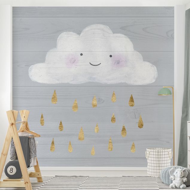 Decoración habitación infantil Cloud With Golden Raindrops
