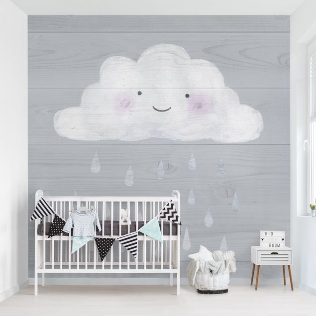 Papel pintado moderno Cloud With Silver Raindrops