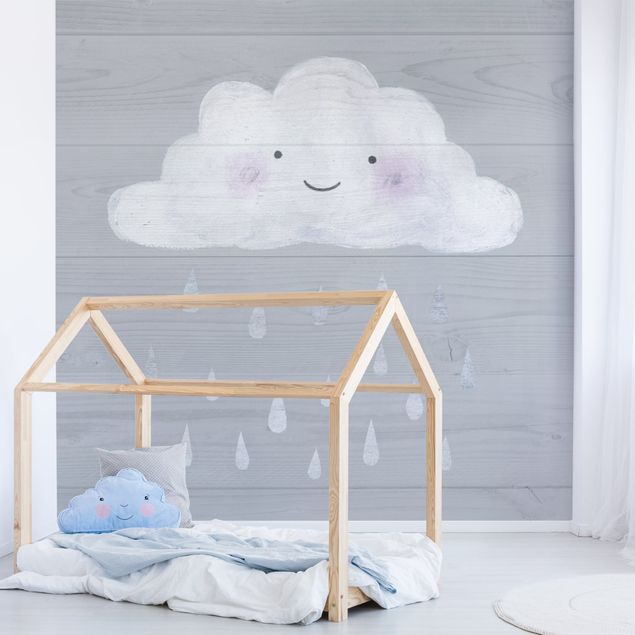Papel pintado gris Cloud With Silver Raindrops