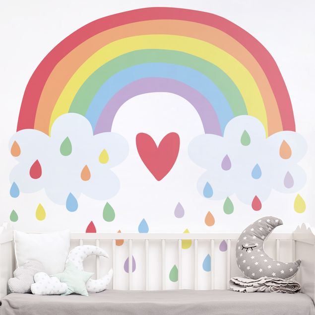 Vinilos infantiles arcoíris XXL Rainbow Heart Colourful