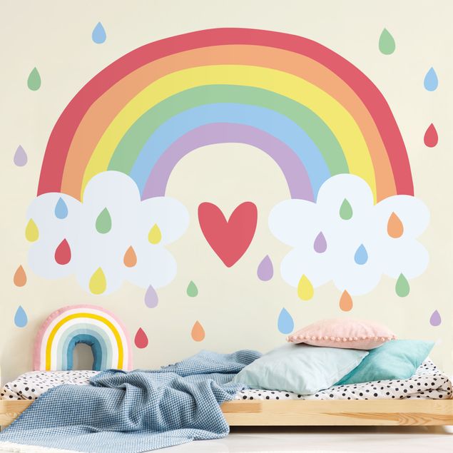 Decoración habitacion bebé XXL Rainbow Heart Colourful