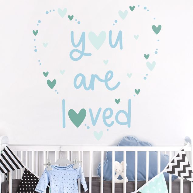 Decoración infantil pared You Are Loved Heart Blue