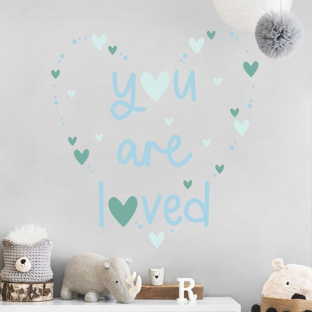 Vinilo pared frase You Are Loved Heart Blue