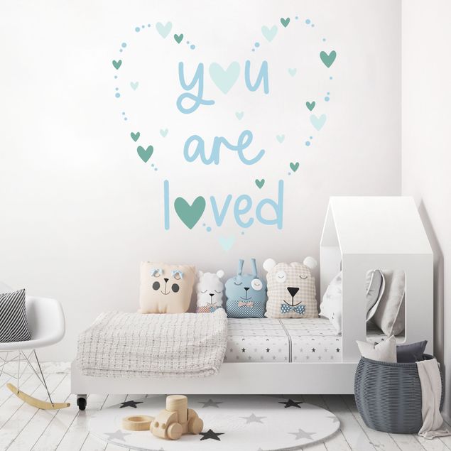 Vinilos decorativos pared You Are Loved Heart Blue