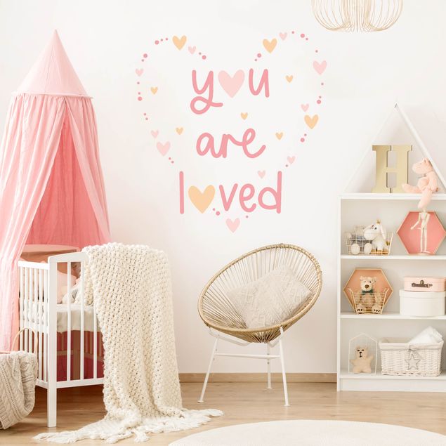 Vinilos pared You Are Loved Heart Light Pink
