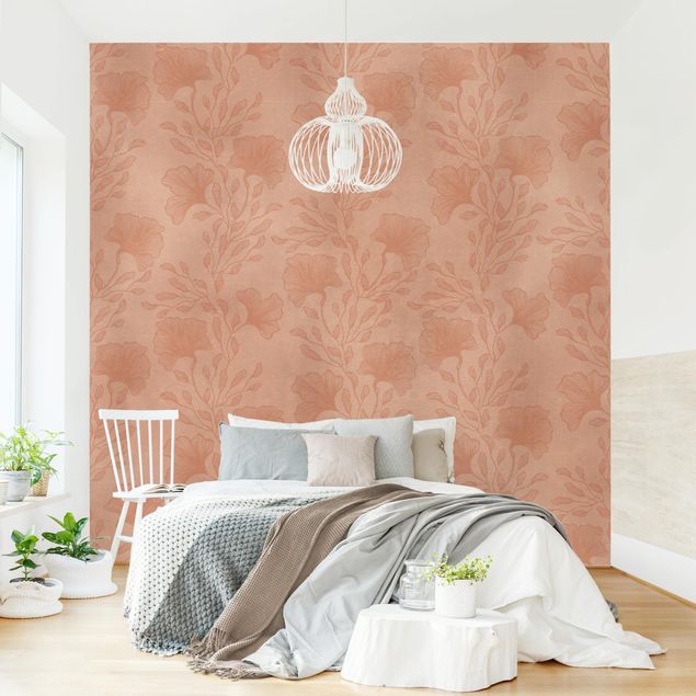 Papel pared flores Delicate Branches In Rosé Gold