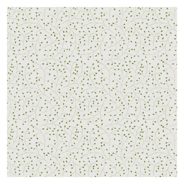 Papel de pared Delicate Branch Pattern With Dots In Green II