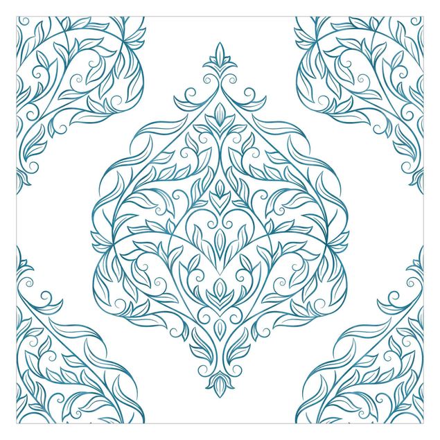 Papel pintado Delicate Art Nouveau Pattern In Blue