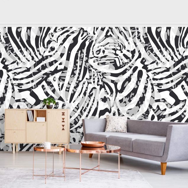 Papel pintado cebra Zebra Pattern In Shades Of Grey