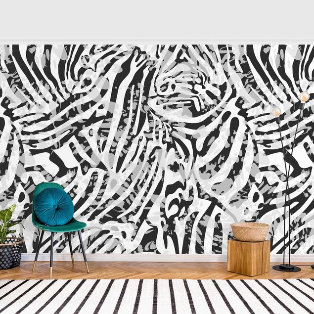 Papel pintado moderno Zebra Pattern In Shades Of Grey